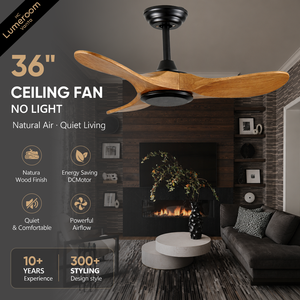 36 Inch Modern Wood <b>Ceiling</b> <b>Fan</b> No Light <b>with</b> <b>Remote</b> Control, Quiet Reversible DC Motor for Bedroom Apartment - Product Image 1