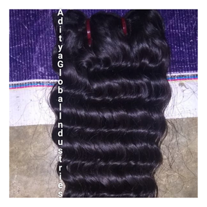 Deep Wave India Proveedor Venta de origen 100% Cutículas crudas sin procesar Alineadas Virgen Templo indio Remy Extensiones de cabello humano - Product Image 1