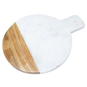 Tabla de servir de madera de mármol negro marino con mango, tabla de cortar de madera de acacia y mármol, tablas de cortar de cocina - Product Image 2