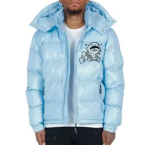 Veste matelassée à bulles en laine/polyester de haute qualité pour hommes avec col à capuche - Product Image 1