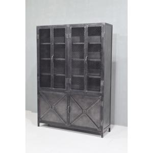 Porte en maille de fer industrielle antique Almirah Home Furniture Placard en métal pour le stockage Affichage Home Office Entrepôt Salon - Product Image 2