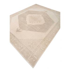 Alfombras Clásicas de Lana de Tomillo Color Marfil Anudadas a Mano PKWL-8043 para Sala de Estar, Dormitorio, Estilo Tabriz con Medallón Hecho a Mano para Adolescentes - Product Image 2