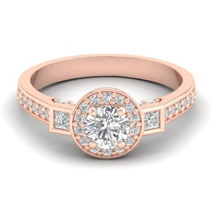 Bague de fiançailles REYES sur mesure, diamant rond taille brillant de 0,87 carat, halo en or massif 14 carats, certifiée IGI, pour femmes - Product Image 5