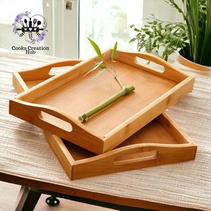 Plateau de service en bois uni parfait pour la salle à manger, la cuisine et la décoration intérieure. - Product Image 1