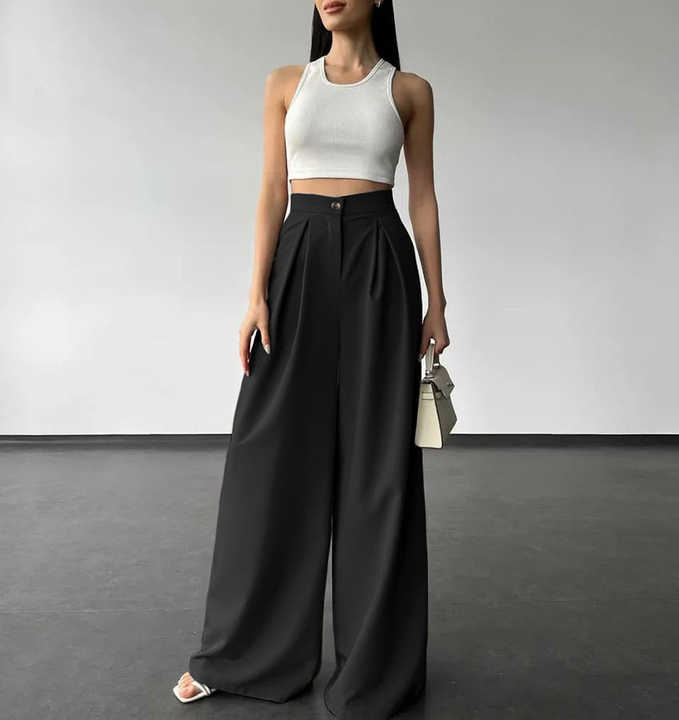 Women Casual Suit Pants Custom 2025 Autumn Wide Leg Thick Trousers With Pockets Work Office Elegant Ladies Fashion Dress Pant