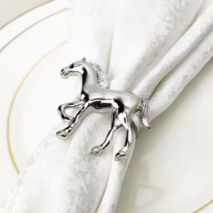 Maravilloso diseño hogar Hotel decorativo tejido anillo elegante diseño caballo servilletero creativo oro Metal servilleteros para la venta - Product Image 2