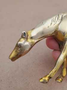 Estatuilla de caballo de pastoreo de latón macizo vintage, escultura de animal de latón, decoración de latón MCM-estatua de caballo de pastoreo de latón Vintage/ - Product Image 3