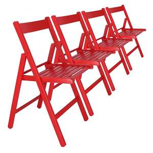 WELL HOME Set di 4 Sedie da Giardino BAS Rosse 43x47x79cm - Product Image 1