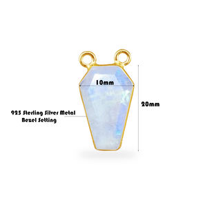 Femmes bricolage cercueil Style collier pendentif Aqua calcédoine facettes pierres précieuses Double boucle lunette réglage 925 argent breloque bijoux - Product Image 4