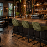 Tabouret de bar industriel personnalisé en velours/cuir PU ou cuir véritable, chaise de comptoir pliable avec base métallique durable, idéal pour la maison, le bar ou l'hôtel