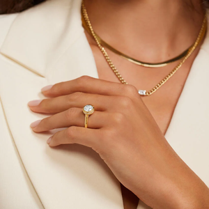 แหวนหมั้นของผู้หญิงที่สง่างามคลาสสิก10K ทองที่ซ่อนอยู่รัศมีเพชรโมอิสโรแมนติกของขวัญแต่งงานเครื่องประดับสำหรับวันครบรอบ - Product Image 3