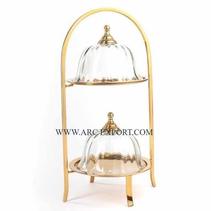 Leaf Designing 2 Tier Enamel Work Cake Serving Stand Hot Selling Wedding Anniversary Party Table Decoration Cake Display Stand