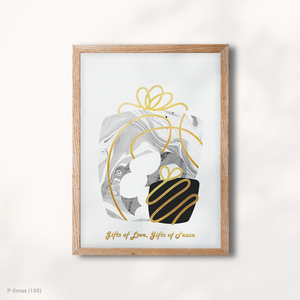 Hiện đại trừu tượng vàng và đen giáng sinh hộp quà tặng với khung gỗ vải giclee in - Product Image 1