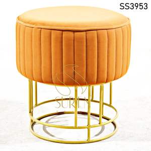 Le dernier tabouret arrondi en fer du designer indien avec tissu pour hôtels restaurants salons avec style artisan - Product Image 4