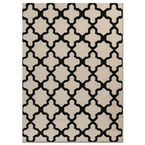 พรมขนสัตว์ทอแบบแบน Indusbar Ivory รุ่น Dwrm-138 ขนาด 9x12 ฟุต รูปทรงสี่เหลี่ยมผืนผ้า ลายทางสำหรับห้องโถง ใช้ในบ้าน ห้องนั่งเล่น - Product Image 1