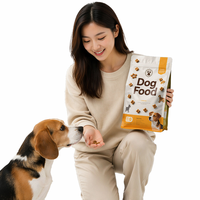 Sac d'emballage pour aliments pour chiens à fond plat, imprimé numériquement sur mesure, pochette recyclable pour animaux de compagnie avec fermeture éclair coulissante, grande capacité, prêt à la vente au détail