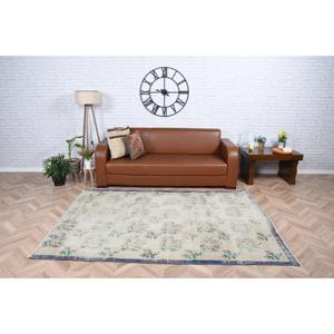 Tapis vintage 5,3 x 7,4 pieds, tapis turc à bordure blanche en laine - Product Image 2
