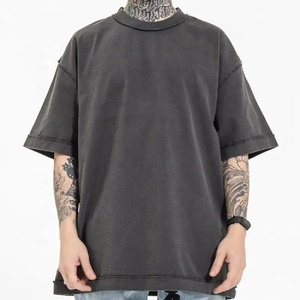 T-shirt d'été vintage oversize pour homme, style streetwear, 100 % coton épais 200 g, écologique, respirant, anti-boulochage, séchage rapide - Product Image 4