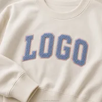 Sweat-shirt oversize pour femme en coton doux à col rond décontracté avec logo brodé en chenille personnalisé