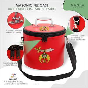 Masonic Machine Embroidered Shriner Fez <b>Hat</b> Case Deluxe Fez <b>Hat</b> Storage <b>Box</b> - Imitation Leather OES Gifts - Product Image 6