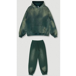 Wholesale Custom Oversized Hoodie Tracksuit <b>Set</b> Unisex Vintage Washed Two Piece Outfit Regular Fit Breathable Printed Sweatpants - Product Image 4