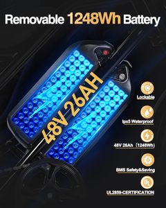 Bici elettrica Adults-1500W per motore 24 "grasso 28mph batteria al litio 624-1248Wh rimovibile telaio in alluminio 12 velocità EBike - Product Image 2