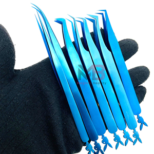 Pinces à épiler pour extensions de cils en acier inoxydable plaqué or couleur personnalisée, pointe lisse, longueur 10 mm, pinces à épiler durables pour cils de lapin - Product Image 5