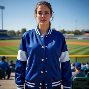 Chaqueta universitaria con bordado de letras personalizado para mujer, chaquetas universitarias de béisbol de doble panel a la moda de invierno para mujer - Product Image 4