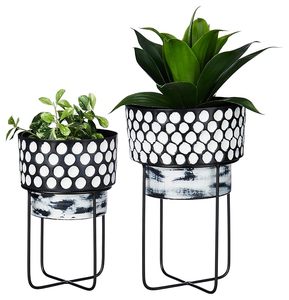 Venta al por mayor maceta de metal de diseño martillado negro con soporte hogar jardín Oficina Hotel decoración de la India - Product Image 4