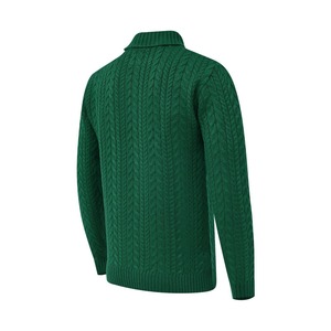 Pull à col roulé en tricot torsadé vert pour homme personnalisable, coupe ample, logo sur le devant, respirant, anti-froissement, motif uni, tenue - Product Image 2