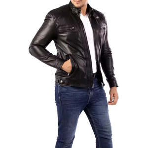 Best Selling 100% <b>Real</b> Leather Jacket Sherpa Lining Motorbike PU <b>Black</b> Leather Jackets Wholesale Best Style Fashion OEM - Product Image 5
