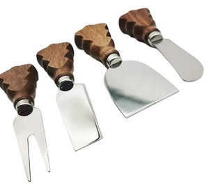 Vente chaude 2024 Ensemble de table Bois ustensiles à fromage en acier inoxydable Manche en acacia en bois et avec argent plaqué d'outils à fromage - Product Image 1