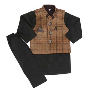 Traje Shalwar con Chaleco para Niños - Marrón - Product Image 5