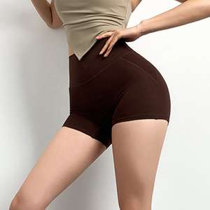Nuevos pantalones cortos de Yoga elásticos de alta elasticidad amigables con la piel gimnasio mujeres deportes Color sólido pantalones cortos de Yoga personalizados - Product Image 4