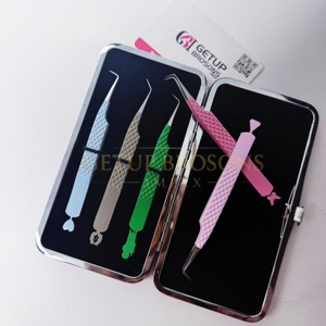 Vente en gros de pinces à cils parfaites GETUP BROSONS IMPEX, revêtement en poudre multiple, antistatique, antimagnétique, pointe lisse - Product Image 3