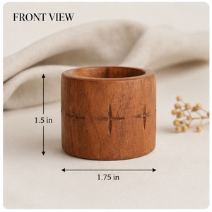 Round Wooden Napkin <b>Rings</b> Nordic Design Carved Finish 4.5cm Width Durable Eco-friendly Wedding Tableware Storage Holders - Product Image 3