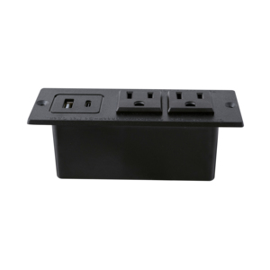 Tira de alimentación de enchufe de EE. UU. empotrada de 125V a precio de fábrica con puerto de carga USB A y tipo C negro/blanco hecho en Vietnam - Product Image 1
