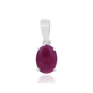 High Quality 925 Sterling Silver <b>Ruby</b> Gemstone Prong Setting Oval Pendant for Party Occasions - Product Image 1