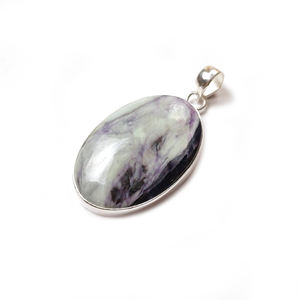 Pendentif ovale en argent 925 avec cabochon en Kammerite – Bijou fantaisie en pierre précieuse, vente en gros - Product Image 2