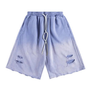 Pantalones cortos lavados con ácido de alta calidad, servicio OEM, ligeros, con estampado de color sólido, de secado rápido, con dobladillo crudo dañado, pantalones cortos de sudor para hombres - Product Image 4