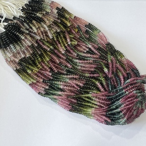 3mm 4mm 5mm Pierre naturelle multi tourmaline lisse Soucoupe Bouton Perles Strand Loose Gemstone String for Jewelry Making Top Real - Product Image 1