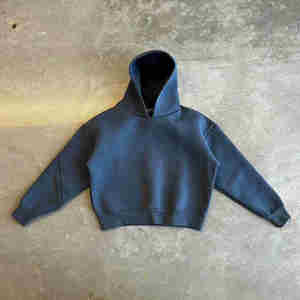 Sweats à capuche surdimensionnés 100% coton pour hommes, Streetwear d'hiver coupe ajustée avec motif solide et col à capuche, qualité supérieure personnalisée - Product Image 3