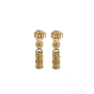 Dainty CZ Stone C Shape Stud <b>Earring</b> Half Designer <b>Hoop</b> <b>Earring</b> Gold Plated <b>Fashionable</b> Exaggerated <b>Earrings</b> Mainly Made Brass - Product Image 2