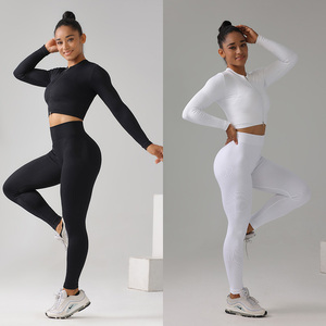 Ropa activa para mujer, conjunto de Yoga sin costuras, alta calidad, 6 uds., Sujetador deportivo, mallas, transpirable, acanalado, cremallera, entrenamiento de talla grande - Product Image 6