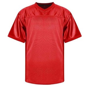Maillot de football américain court personnalisable unisexe de haute qualité 100% maille de polyester respirant évacuant l'humidité couleur rouge - Product Image 3