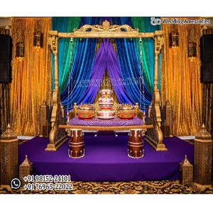 Luxury Wedding Mehndi Stage Golden <b>Swing</b> Modern Mehndi Stage Silver <b>Swing</b> with Chair Ladies Sangeet Stage <b>Swing</b> Factory Sale USA - Product Image 1