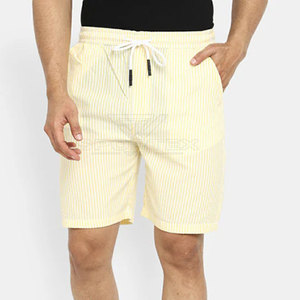 Pantalones cortos de algodón 100% de Color sólido informales para hombre hechos a medida con cierre elástico de cintura media - Product Image 1