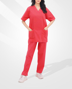 ชุดยูนิฟอร์มแพทย์และทันตแพทย์แบบ 2 ชิ้น ผ้าเดนิมปักโลโก้ตามสั่ง แขนสั้น ตรวจจับเข็มได้  แบบ unisex สำหรับโรงพยาบาล - Product Image 2