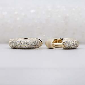 Round Cut Diamond Pave <b>Huggie</b> Hoop Earrings in <b>Solid</b> <b>Gold</b> Luxury 0.70ct Hoops - Product Image 2