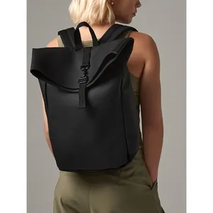 Matte PU Roll-<b>Top</b> Backpack Sustainable Promotional Merchandising Item - Product Image 1